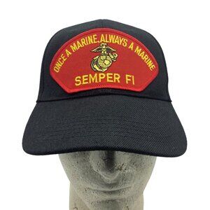 ONCE A MARINE ALWAYS A MARINE Semper Fi Baseball Hat Cap Black OS One Size NISSI